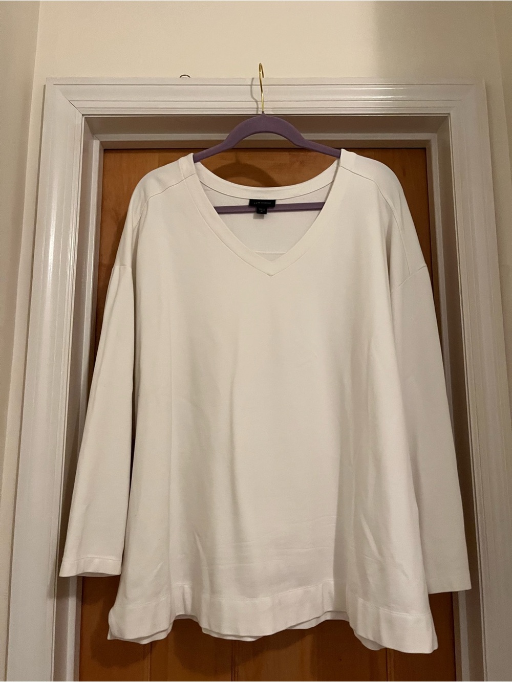 J. Jill White V-Neck Long Sleeve Top